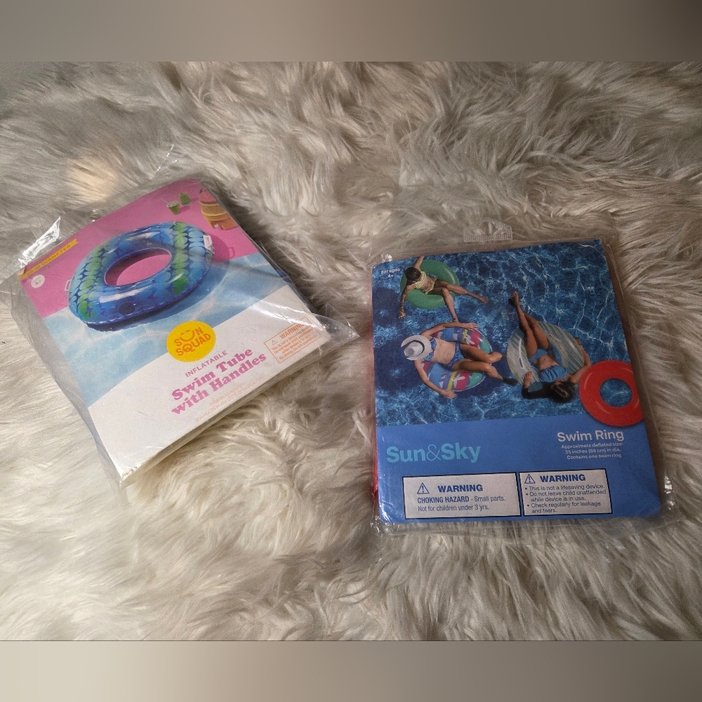 Sun & Sky Blue Swim Ring + Red Swim Tube Duo - NEW!